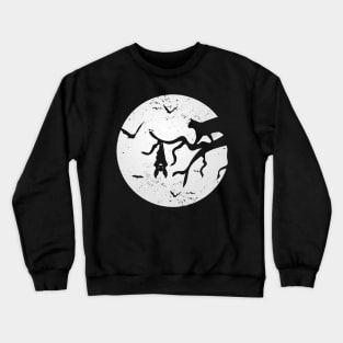 Vintage Full Moon Cat Bat Tree Spooky Halloween Costume Crewneck Sweatshirt